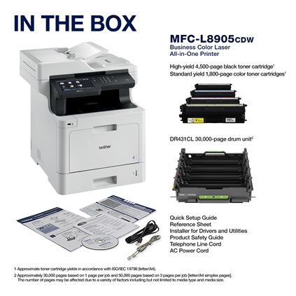 MFCL8905CDW - Business Color Laser All-in-One Printer with Low-cost Printing, Duplex Print, Scan, Copy and Wireless Networking