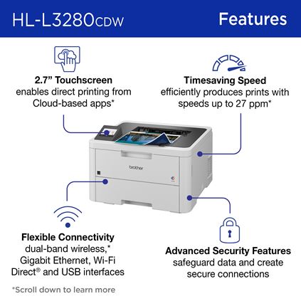 HLL3280CDW Color Printer with Laser Quality Output, Duplex and Mobile Printing & Ethernet, Refresh Subscription Ready (Copy)