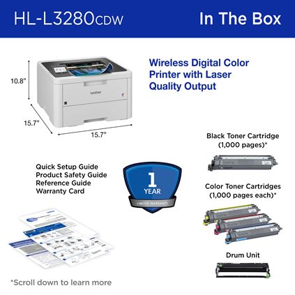 HLL3280CDW Color Printer with Laser Quality Output, Duplex and Mobile Printing & Ethernet, Refresh Subscription Ready (Copy)